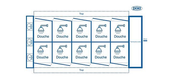 Douchewagen met 10 douches