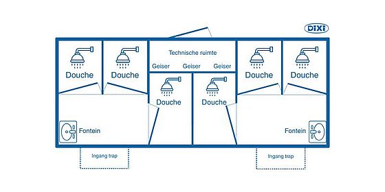 Douchewagen met 6 douches
