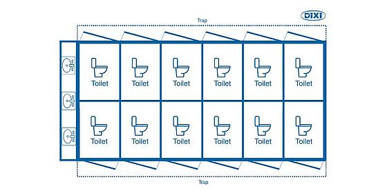 toiletwagen met 12 toiletten