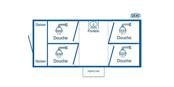 Douchewagen met 4 douches