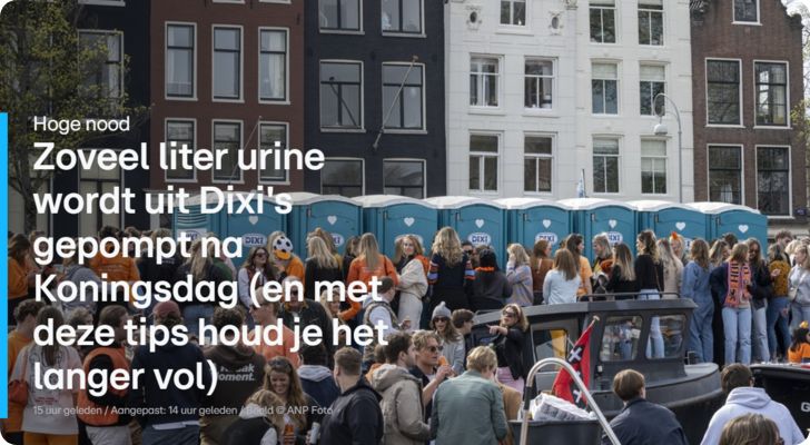 Dixi toilet huren voor koningsdag, wij kennen het.